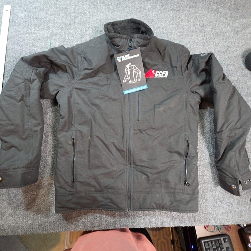 Kuhl Burr Insulated Jacket Mens Large Black Canvas Full Zip CCFS Logo 1207